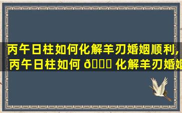 丙午日柱如何化解羊刃婚姻顺利,丙午日柱如何 🐘 化解羊刃婚姻顺利呢